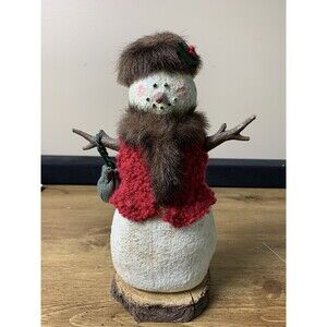 Department 56 Snow Women Winter Fur Hat & Scarf  Decor Twig Stick Arms Snowman